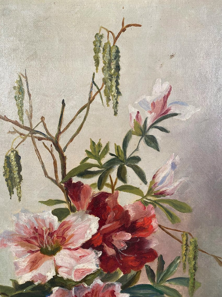 Nature morte aux fleurs. Huile sur toile signée M. Orséro, début XXe-photo-3