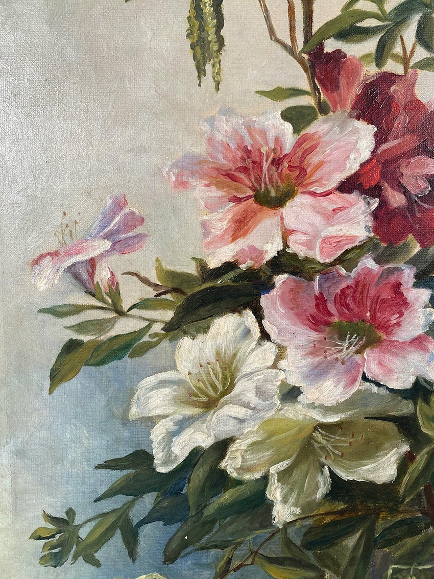 Nature morte aux fleurs. Huile sur toile signée M. Orséro, début XXe-photo-4