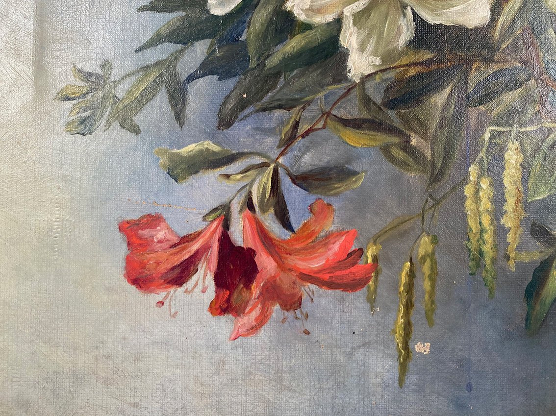 Nature morte aux fleurs. Huile sur toile signée M. Orséro, début XXe-photo-2
