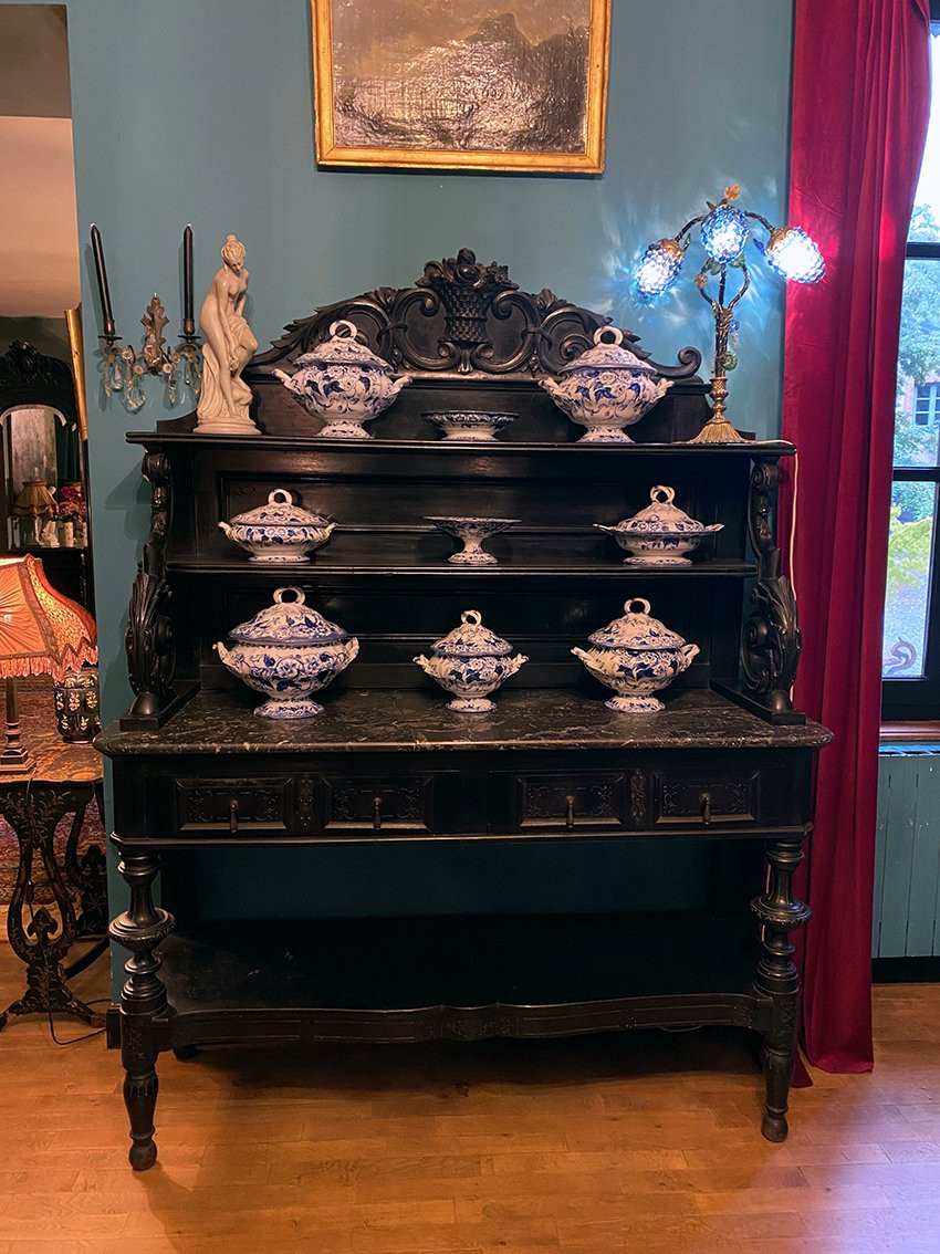 Large Napoleon III Serving Cabinet, Blackened Wood And Ebony Veneer-photo-2