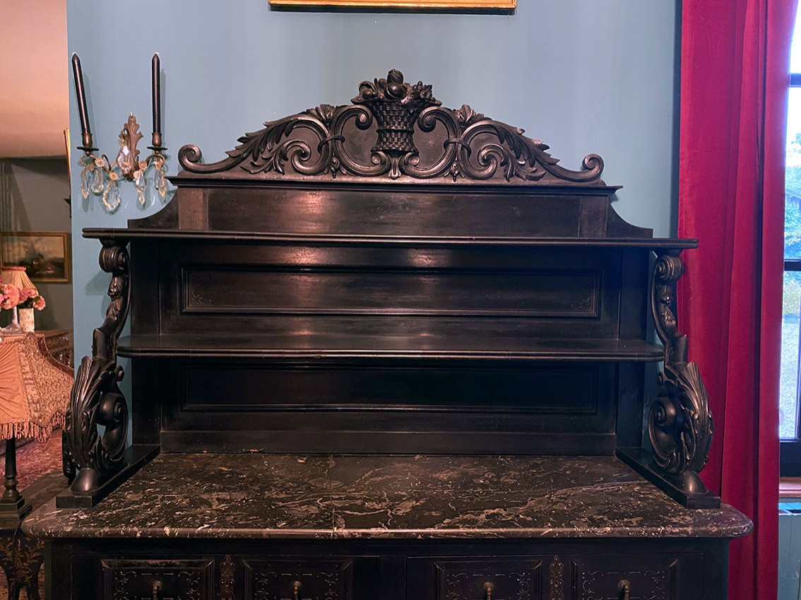 Large Napoleon III Serving Cabinet, Blackened Wood And Ebony Veneer-photo-4
