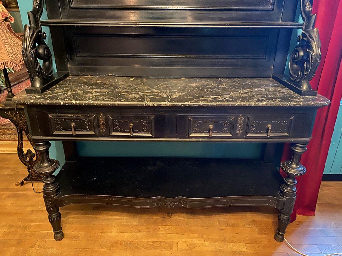 Large Napoleon III Serving Cabinet, Blackened Wood And Ebony Veneer-photo-1