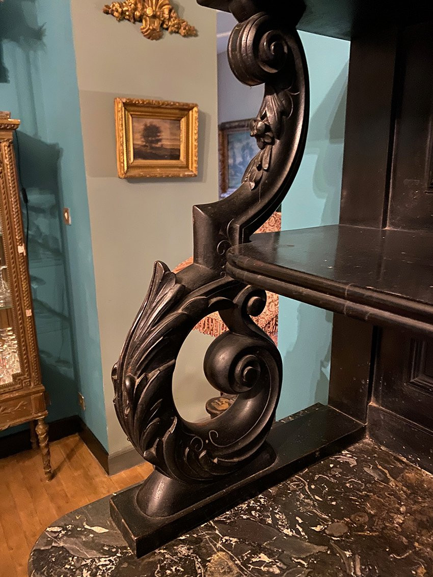 Large Napoleon III Serving Cabinet, Blackened Wood And Ebony Veneer-photo-3