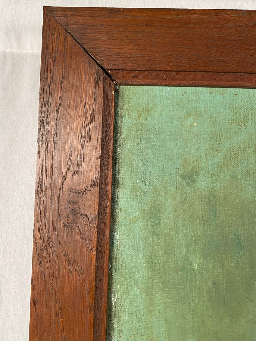 Grande huile sur toile marouflée sur panneau. Bouquet de fleurs sur un entablement-photo-5