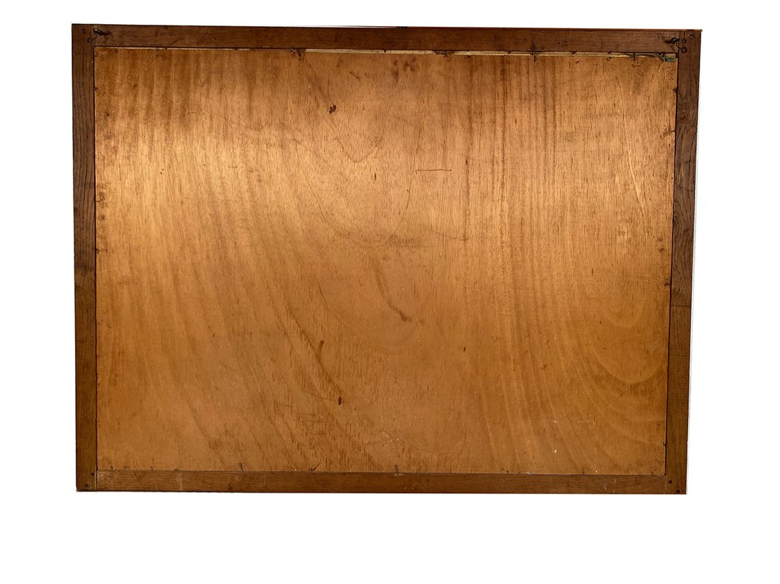 Grande huile sur toile marouflée sur panneau. Bouquet de fleurs sur un entablement-photo-6