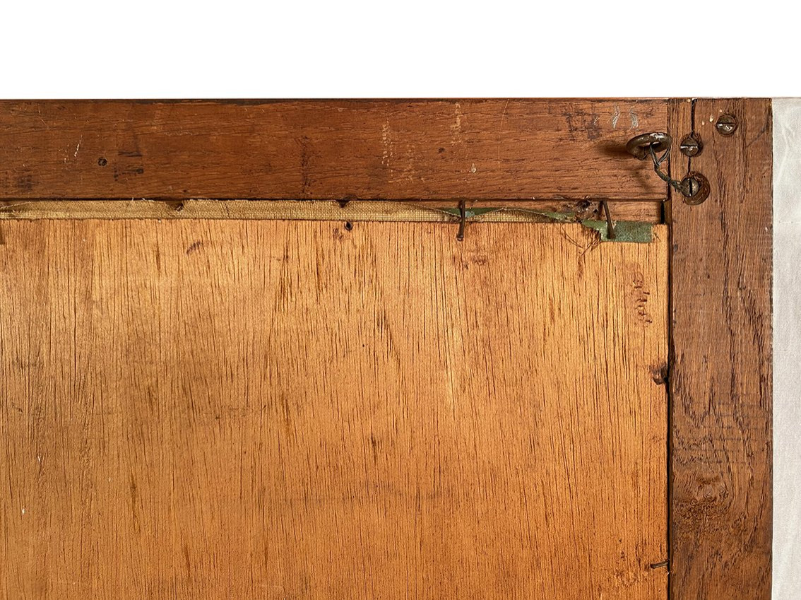 Grande huile sur toile marouflée sur panneau. Bouquet de fleurs sur un entablement-photo-7