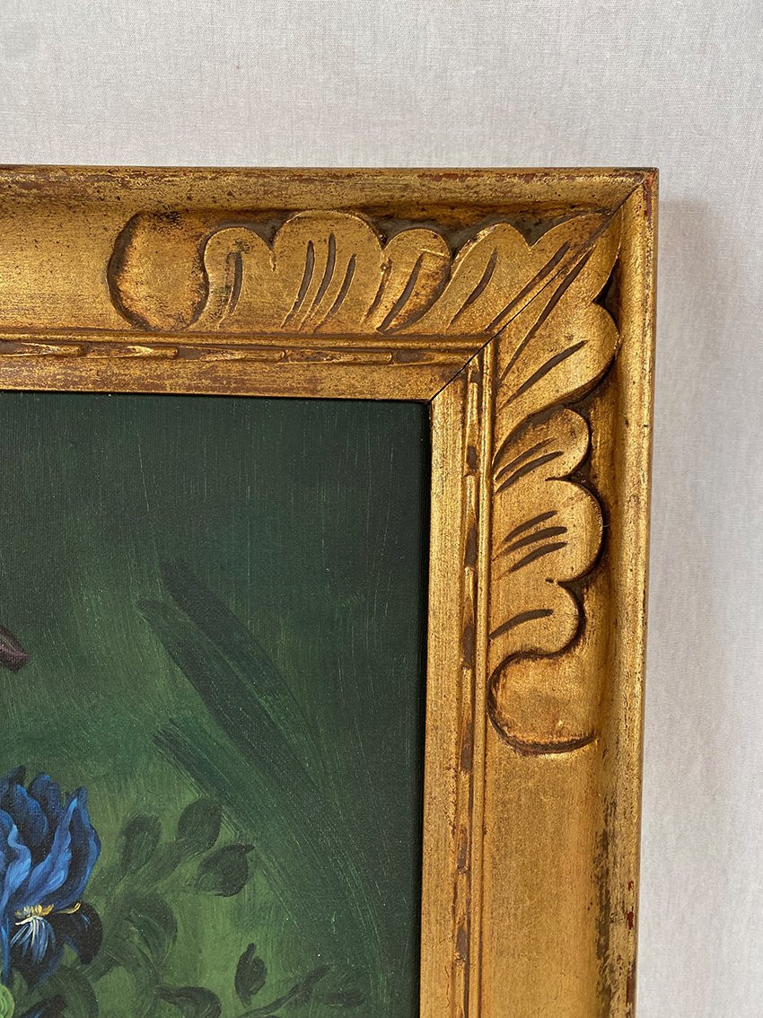 Bouquet Of Flowers On An Entablature. Oil On Canvas 20th Century-photo-5