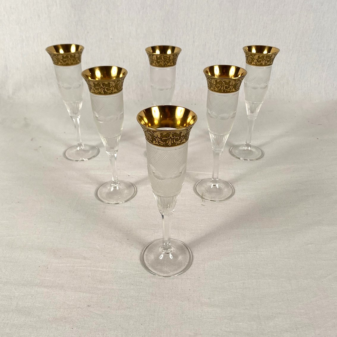 Moser à Karlsbad (Tchécoslovaquie). Suite de six flutes à champagne-photo-2