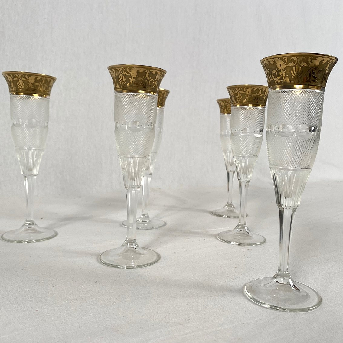 Moser à Karlsbad (Tchécoslovaquie). Suite de six flutes à champagne-photo-3
