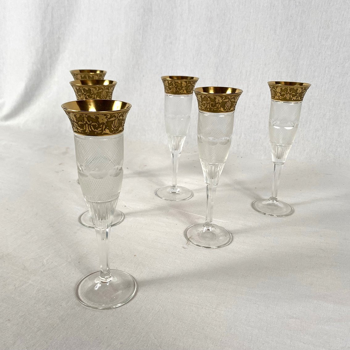 Moser à Karlsbad (Tchécoslovaquie). Suite de six flutes à champagne-photo-4