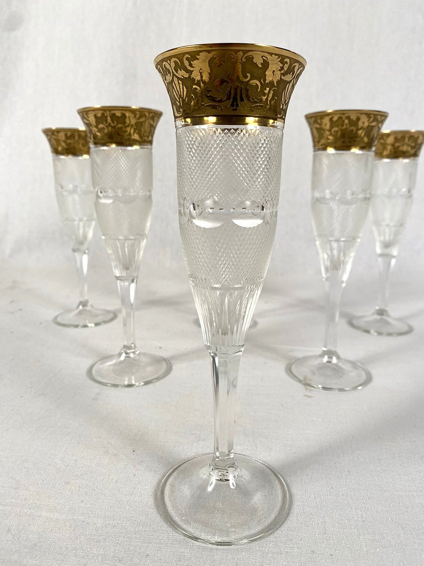 Moser à Karlsbad (Tchécoslovaquie). Suite de six flutes à champagne-photo-1