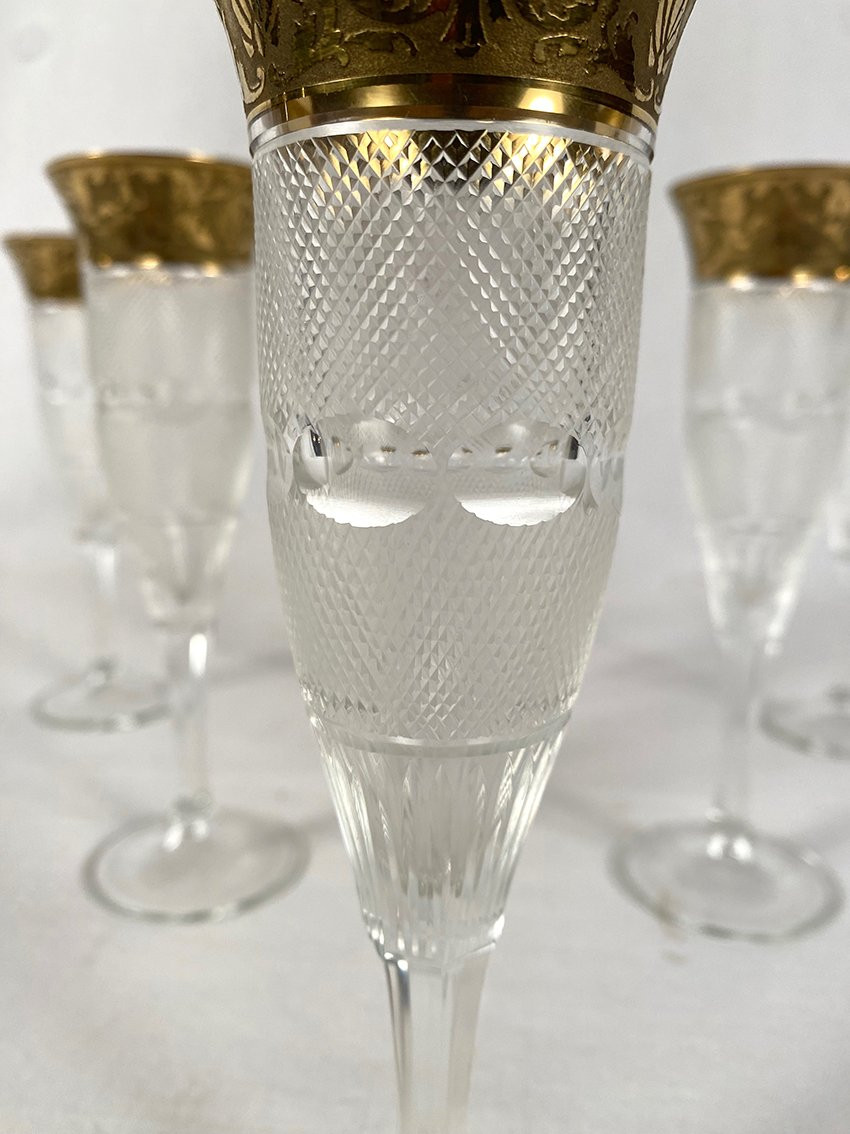 Moser à Karlsbad (Tchécoslovaquie). Suite de six flutes à champagne-photo-2