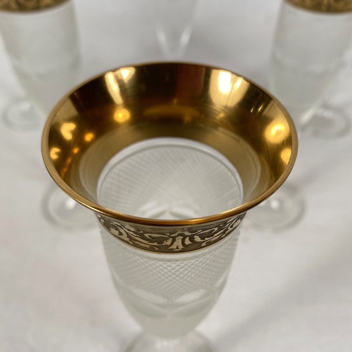 Moser à Karlsbad (Tchécoslovaquie). Suite de six flutes à champagne-photo-4
