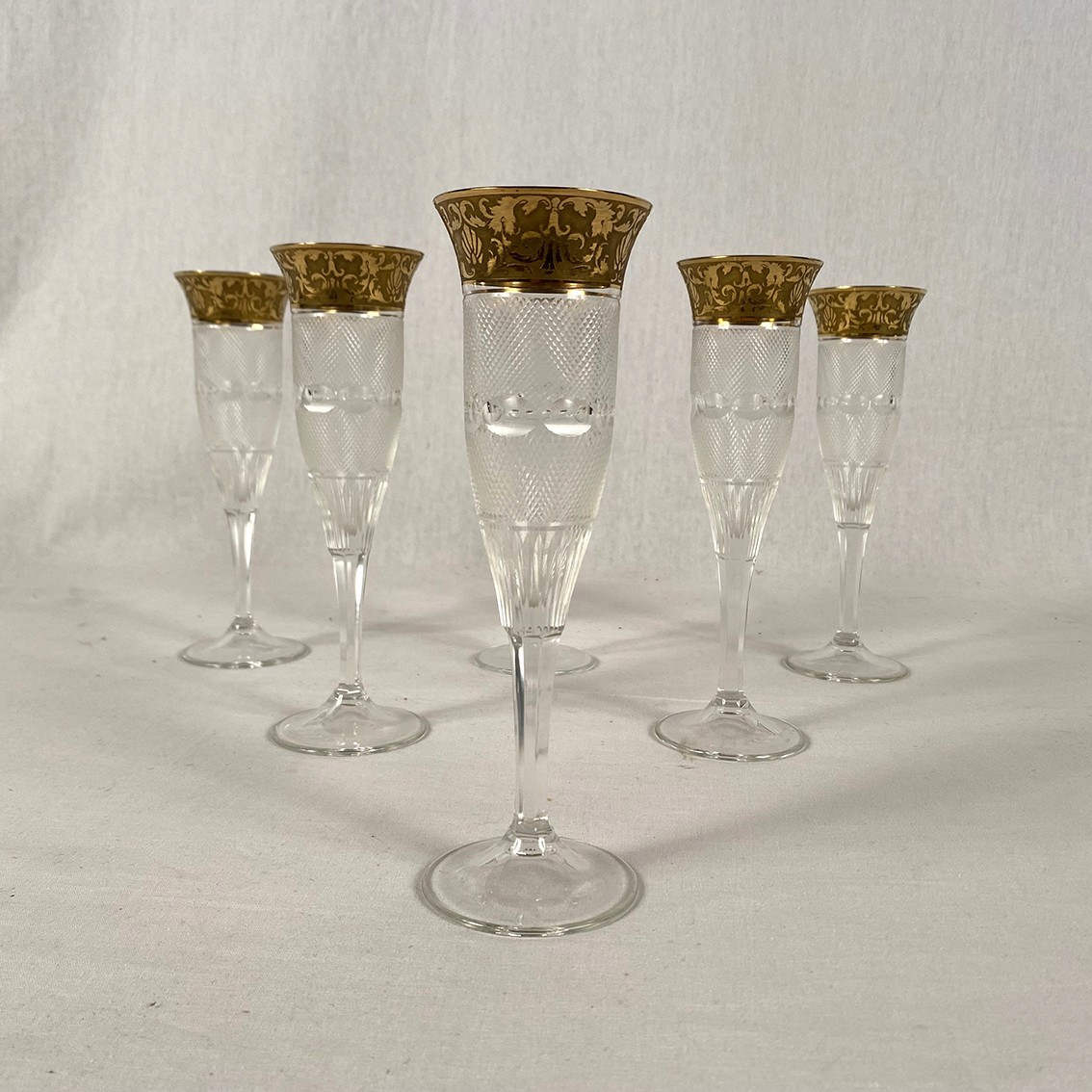 Moser à Karlsbad (Tchécoslovaquie). Suite de six flutes à champagne