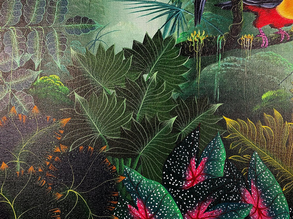 Acrylique sur toile, « Toucans ». XXe-photo-3