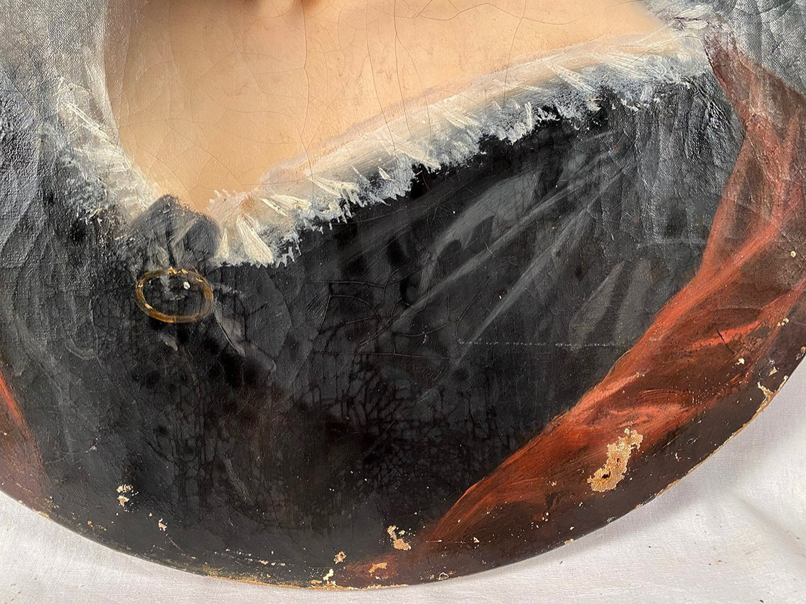 Portrait de femme, huile sur toile signée et datée 1844, Pierre Victor Galland (1822 -  1892)-photo-4