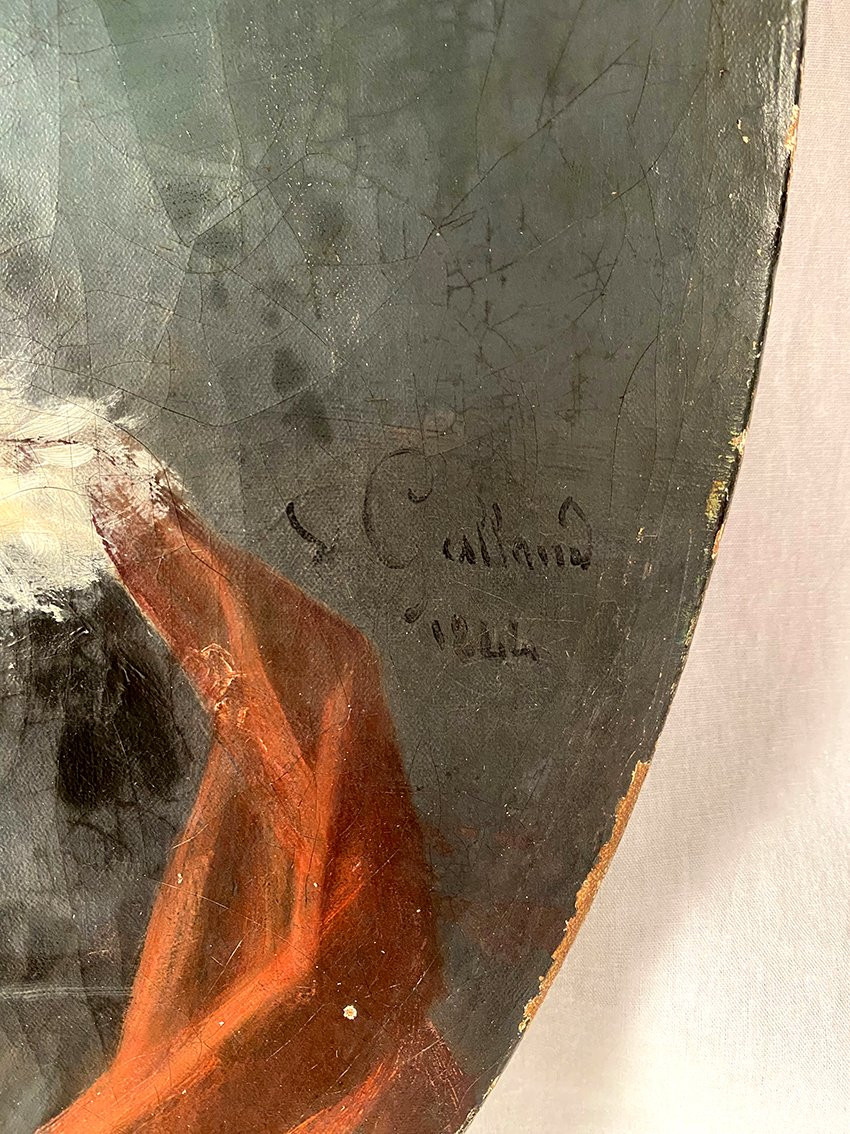 Portrait de femme, huile sur toile signée et datée 1844, Pierre Victor Galland (1822 -  1892)-photo-1