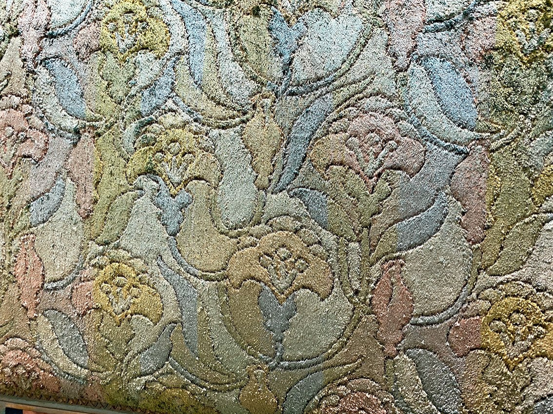 Banquette de style Louis XVI en bois laqué bleu et rechampi or-photo-3