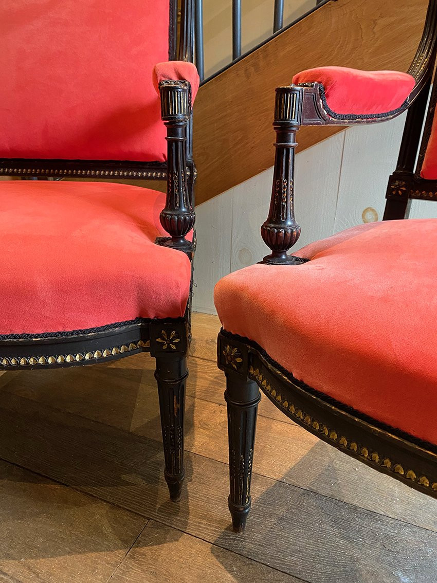 Pair Of Louis XVI Style Armchairs, Napoleon III Period-photo-4