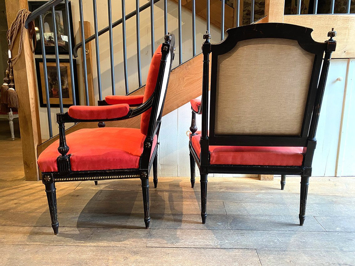 Pair Of Louis XVI Style Armchairs, Napoleon III Period-photo-7