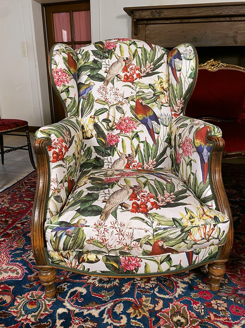 Pair Of Large Louis XV-style Wingback Armchairs-photo-3