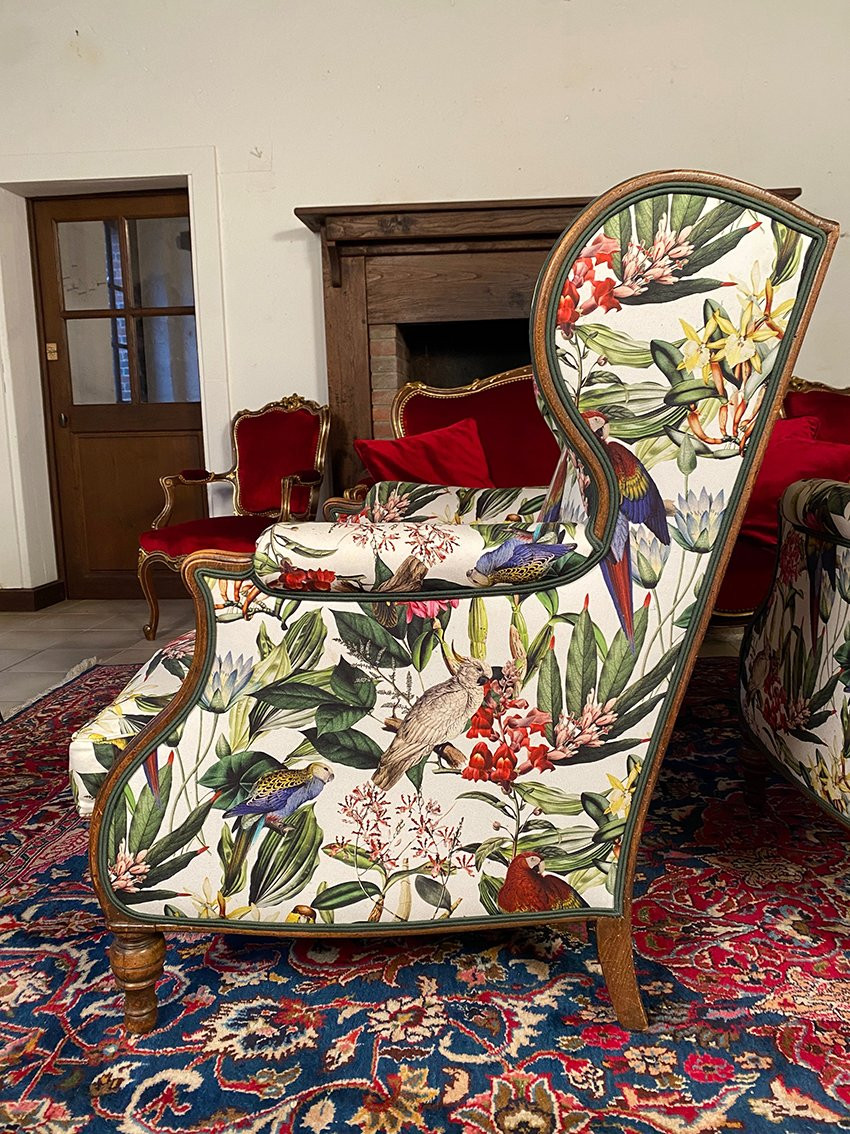 Pair Of Large Louis XV-style Wingback Armchairs-photo-5