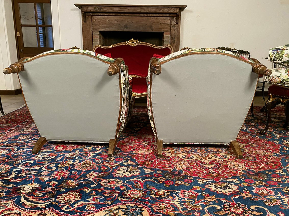 Pair Of Large Louis XV-style Wingback Armchairs-photo-8