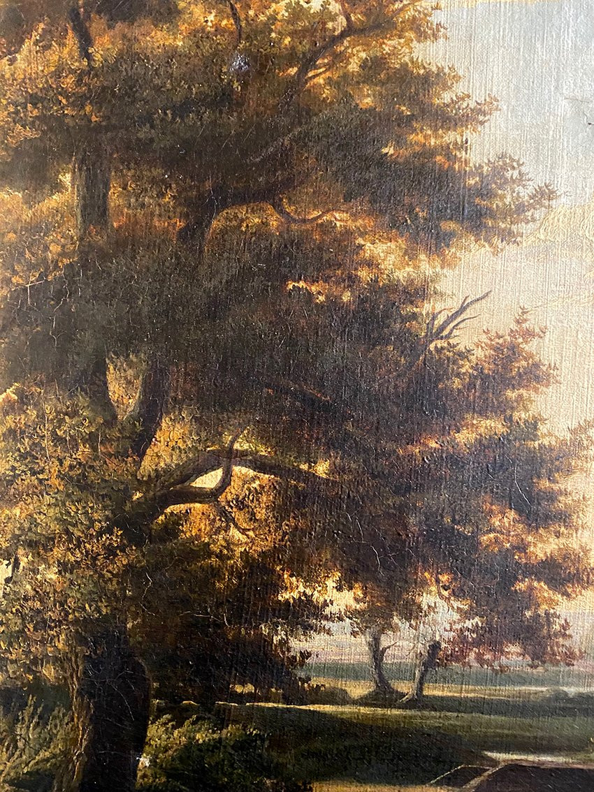 Northern School, 19th Century. "landscape With Mill," Oil On Canvas.-photo-3