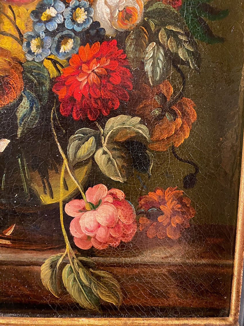 Nature morte aux fleurs d’après Pieter Casteels (1684 – 1749), huile sur toile-photo-1