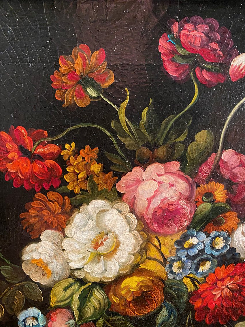 Nature morte aux fleurs d’après Pieter Casteels (1684 – 1749), huile sur toile-photo-2