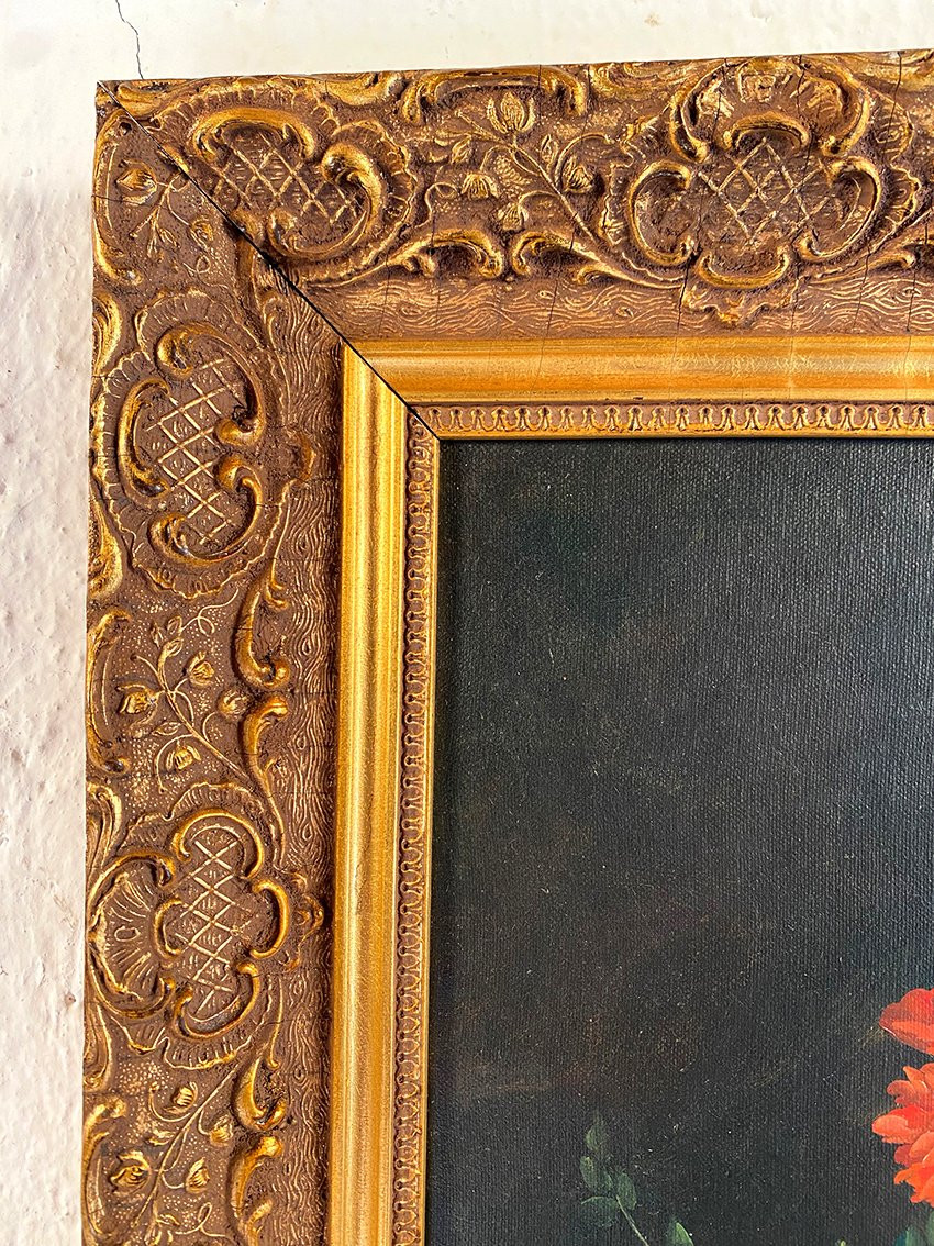 Nature morte aux fleurs à la manière de Gérard van Spaendonck, huile sur toile XXe-photo-5