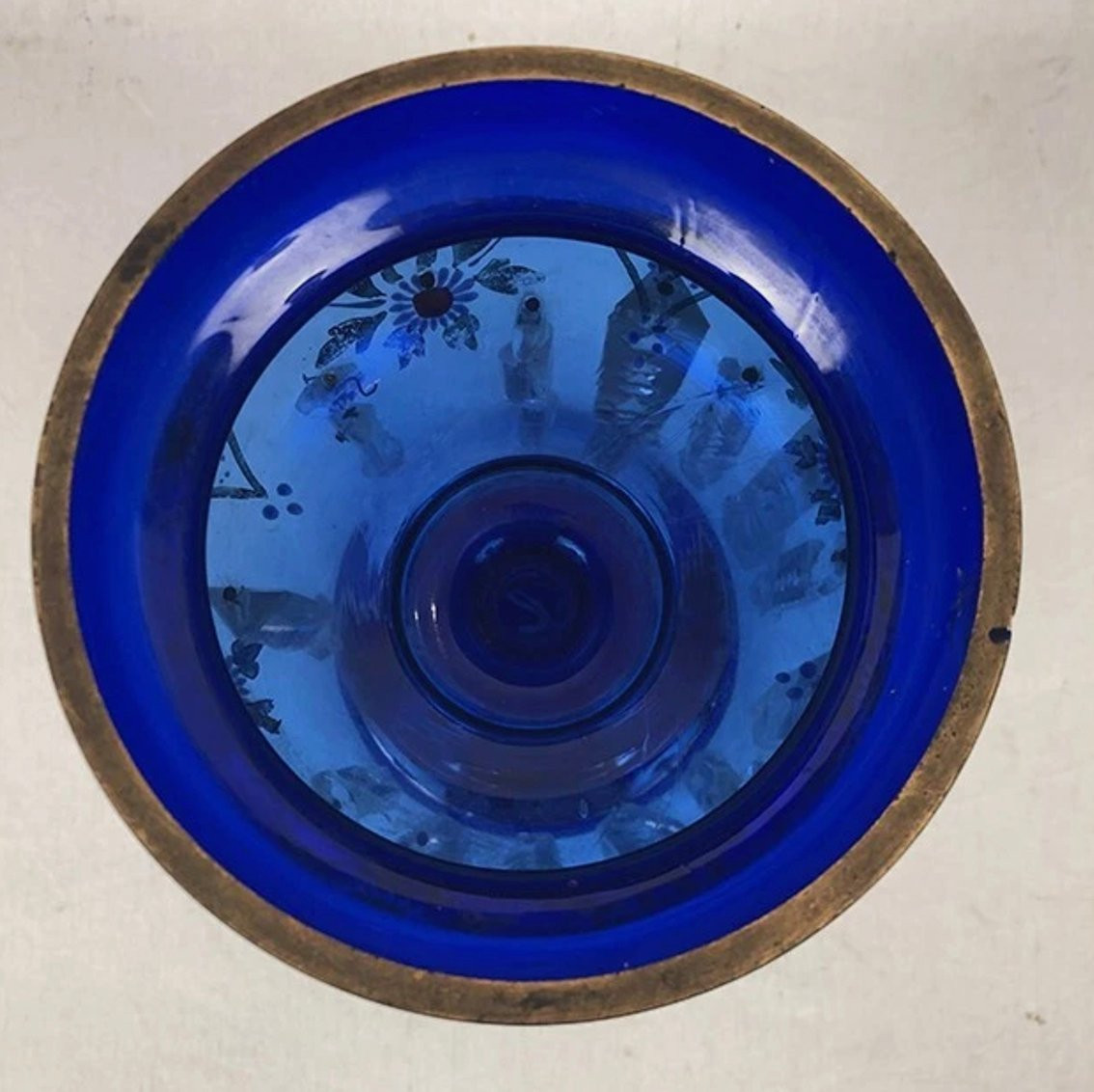 Porte ananas en cristal bleu et importantes pendeloques cristal transparent-photo-2