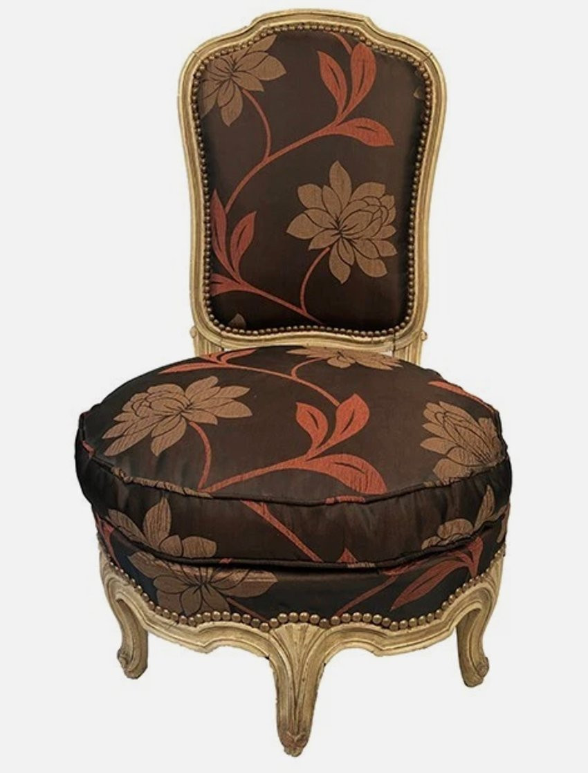 Chauffeuse de style Louis XV, bois laqué crème, XXe-photo-2