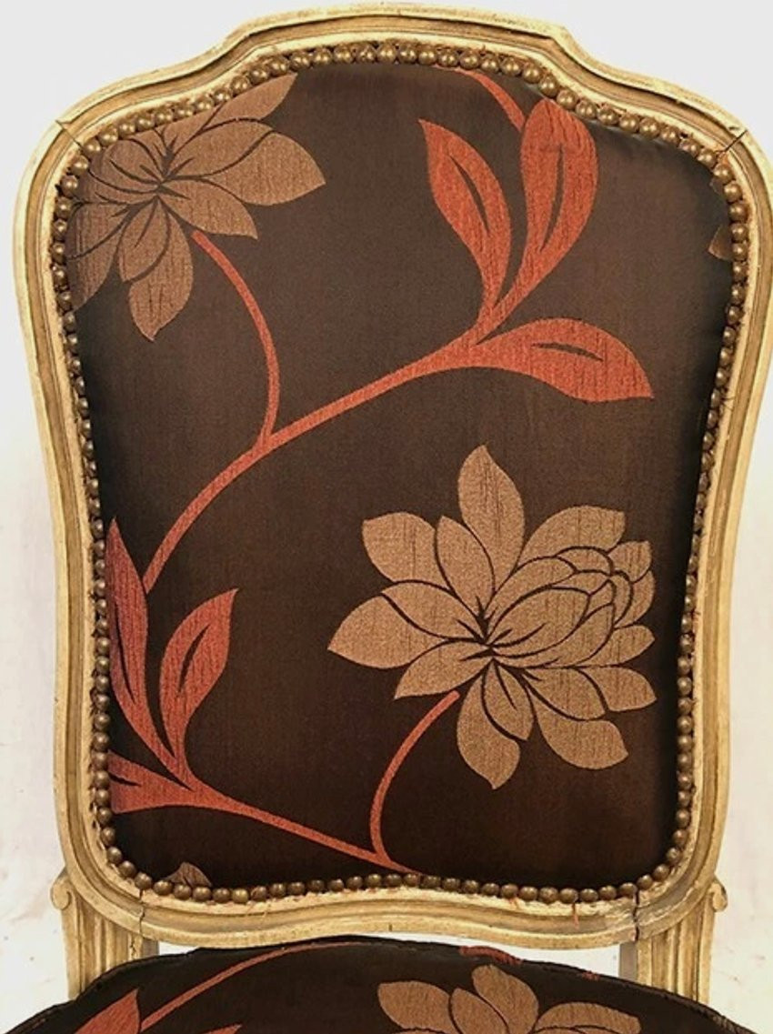 Chauffeuse de style Louis XV, bois laqué crème, XXe-photo-4