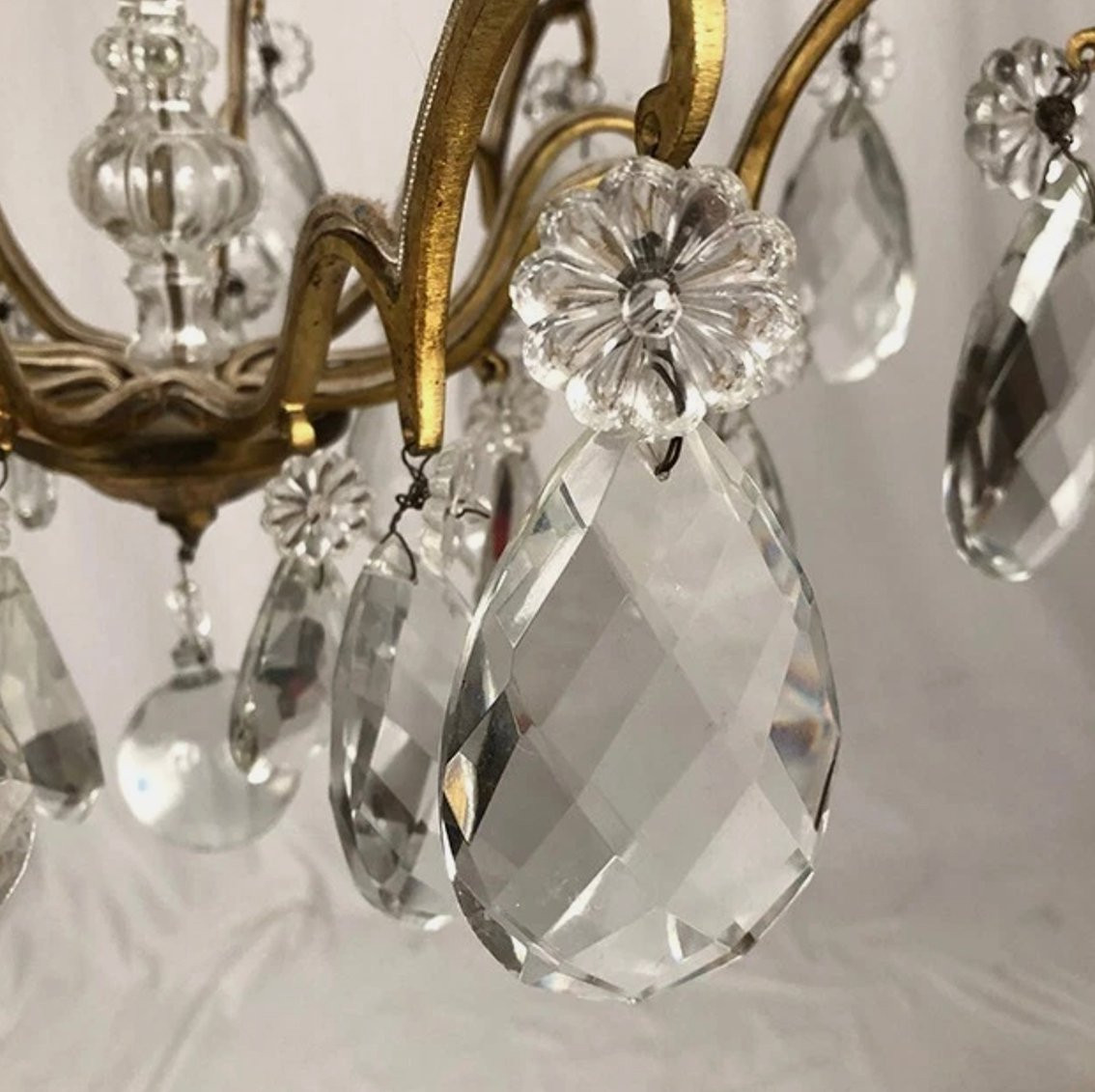 Cage Chandelier In Bronze And Gilt Brass With Glass Pendants-photo-1