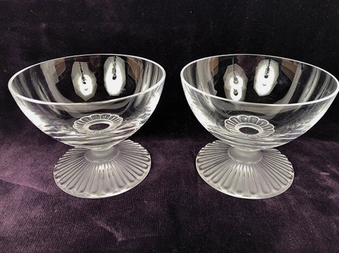 Lalique, paire de coupes sur talon en cristal-photo-2