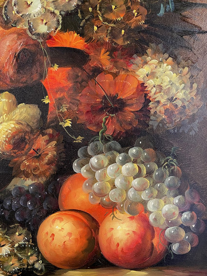 Brooks, grande nature morte aux fleurs. Huile sur toile XXe-photo-2