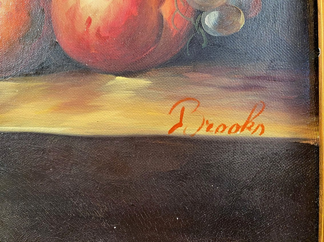 Brooks, grande nature morte aux fleurs. Huile sur toile XXe-photo-4