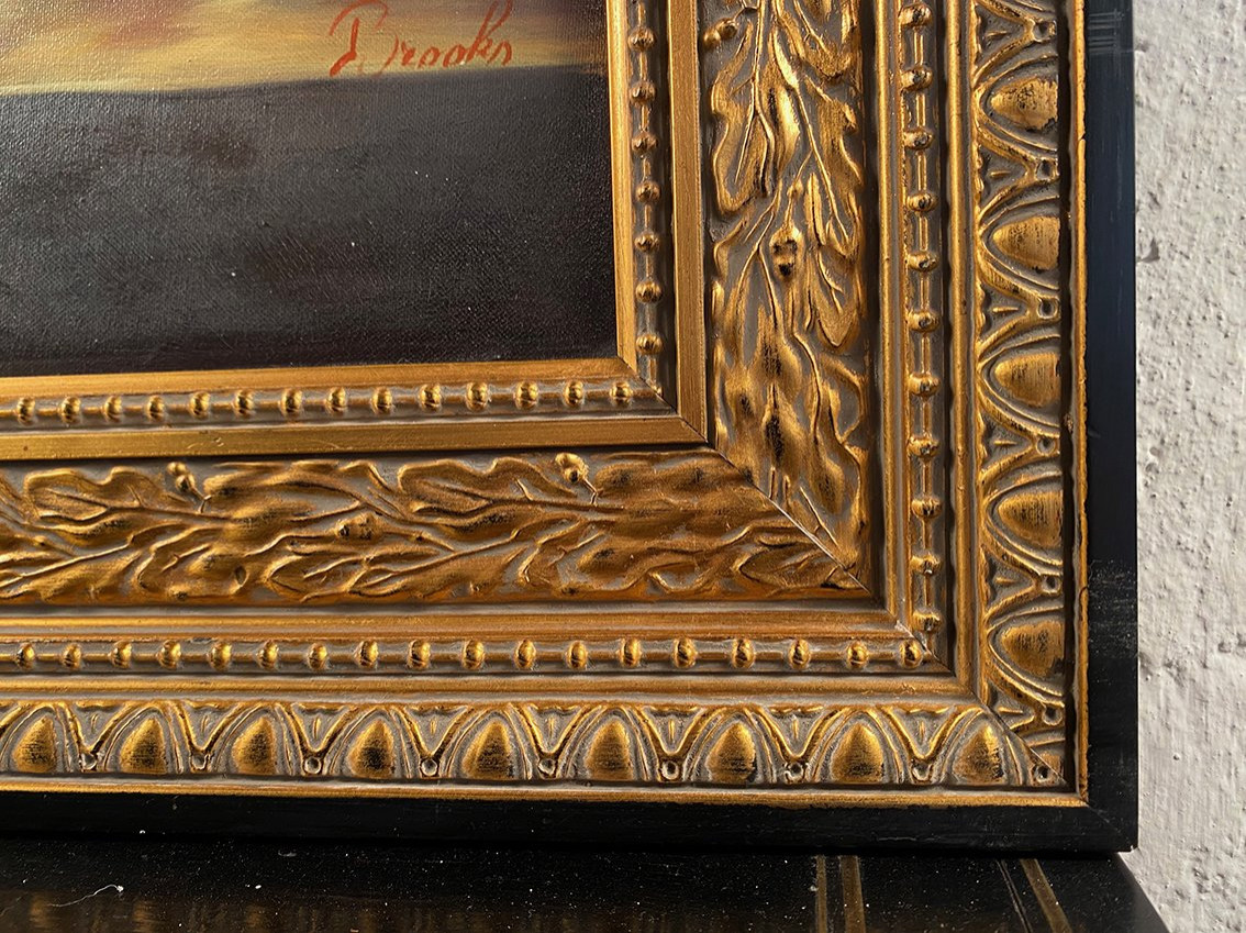 Brooks, grande nature morte aux fleurs. Huile sur toile XXe-photo-5