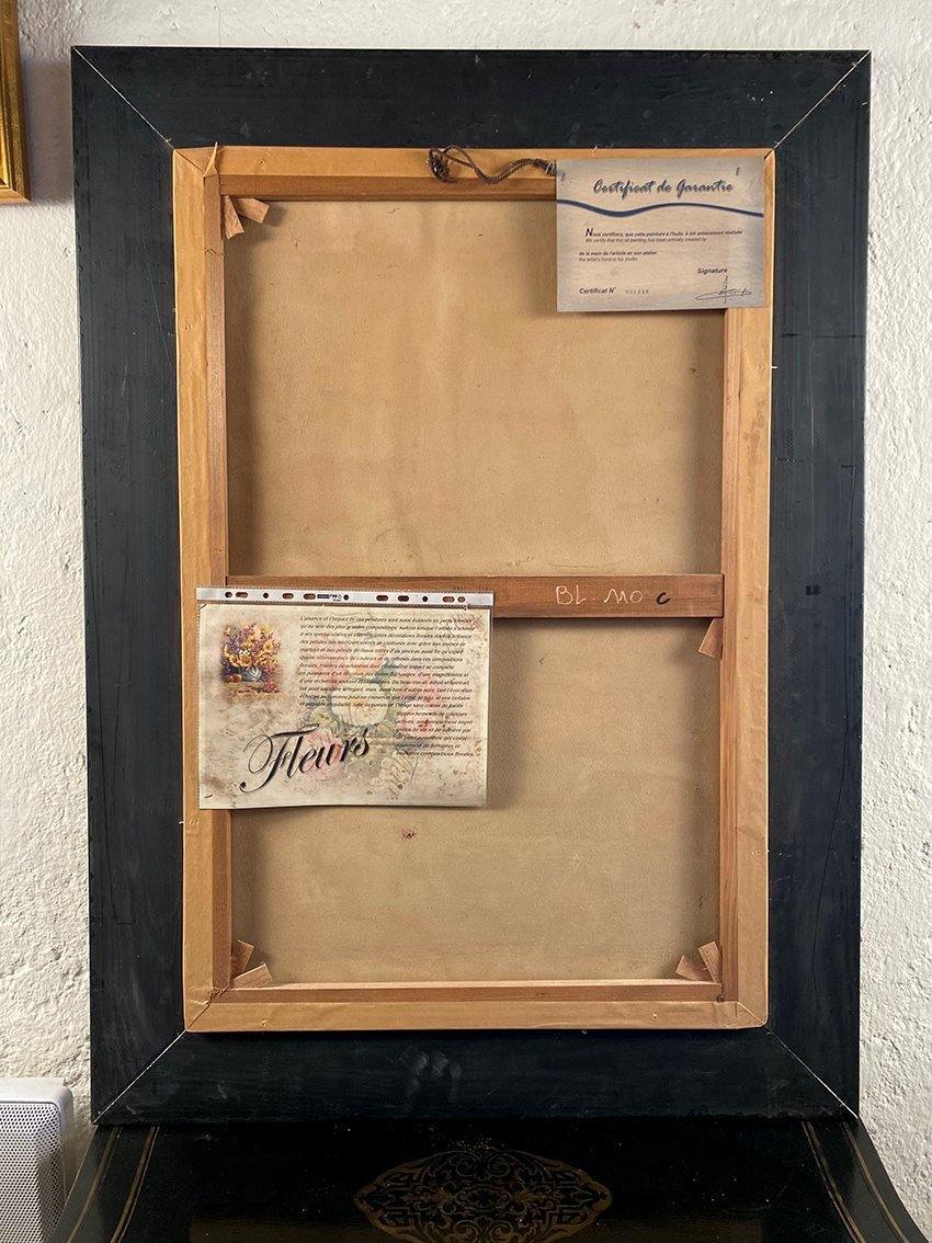 Brooks, grande nature morte aux fleurs. Huile sur toile XXe-photo-7