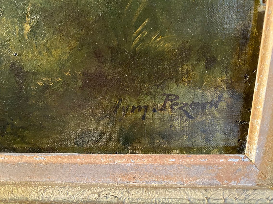 Alexandre Aymar Pezant (1846 – 1916), « La rentrée du troupeau ». Grande huile sur toile.-photo-4