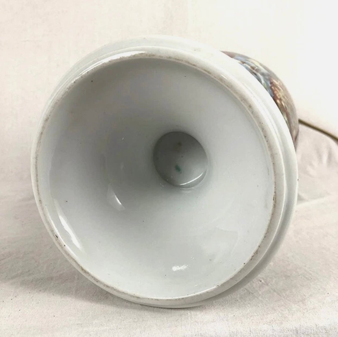 Large Pair Of 19th-century Polychrome Porcelain Vases Decorated With Landscapes, Mounted As Lamps-photo-2