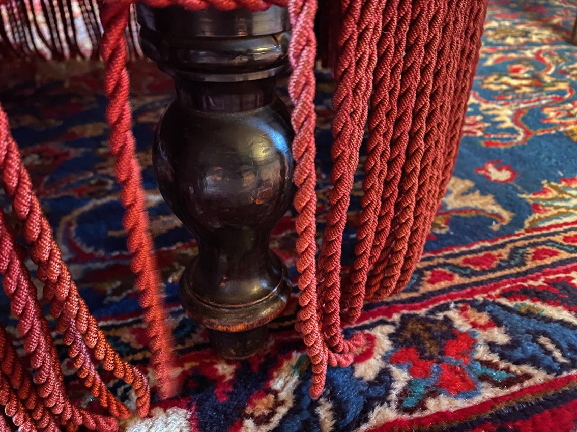 Napoleon III Chaise Longue, Purple-red Velvet. Upholstered Backrest, Newly Reupholstered Seat.-photo-1