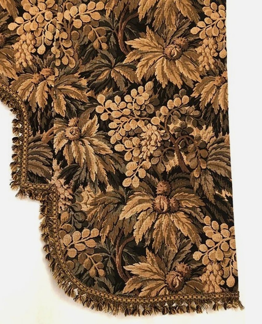 Large Valance, Wool Tapestry With Foliage Decoration, Late 19th Century-photo-2