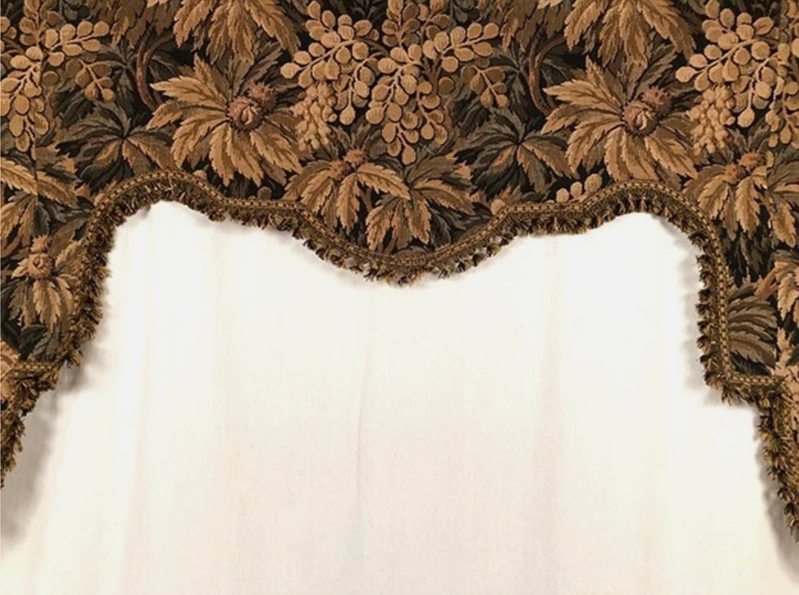 Large Valance, Wool Tapestry With Foliage Decoration, Late 19th Century-photo-3