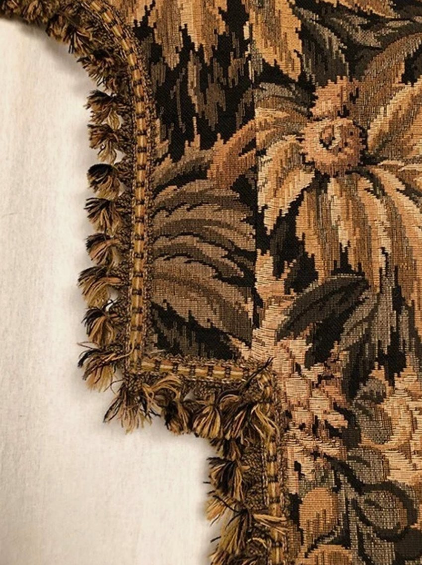 Large Valance, Wool Tapestry With Foliage Decoration, Late 19th Century-photo-1