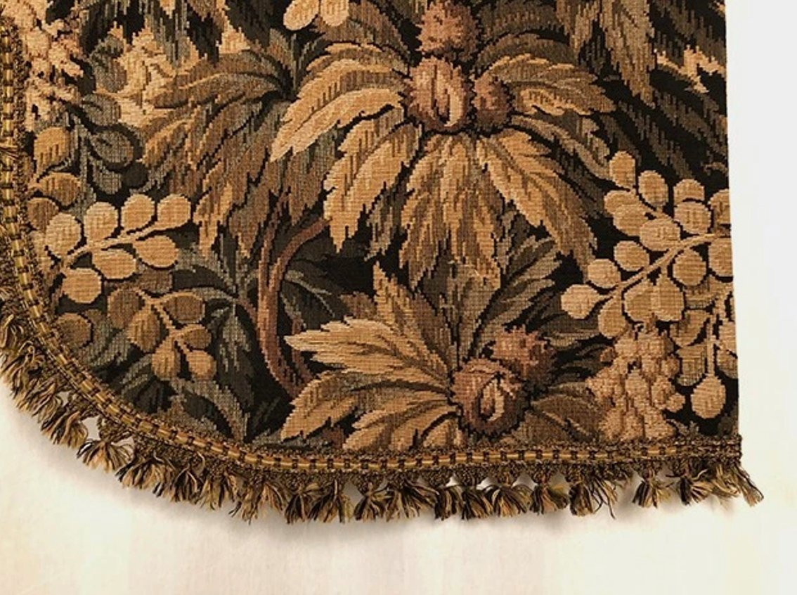 Large Valance, Wool Tapestry With Foliage Decoration, Late 19th Century-photo-2