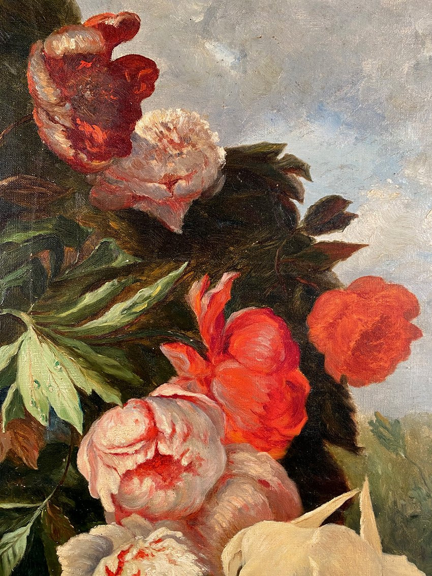 « Oiseaux s’abreuvant au bassin d’un jardin », école française vers 1900-photo-4