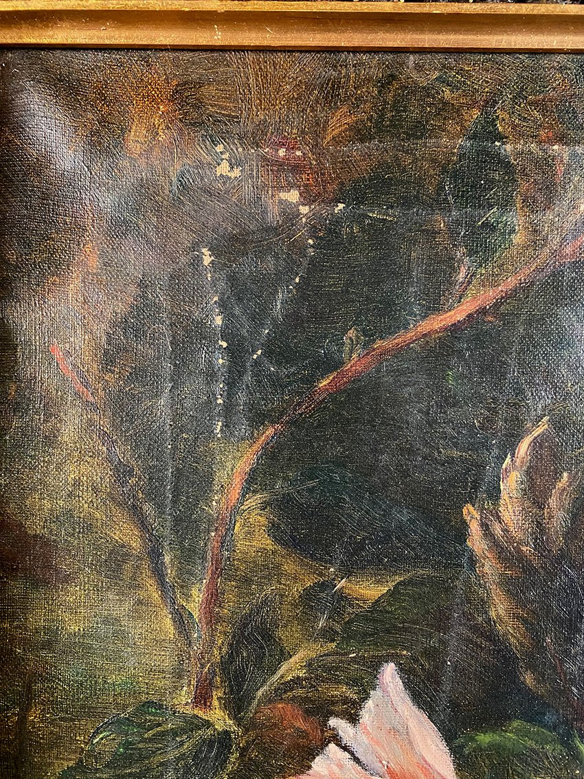 « Oiseaux s’abreuvant au bassin d’un jardin », école française vers 1900-photo-4