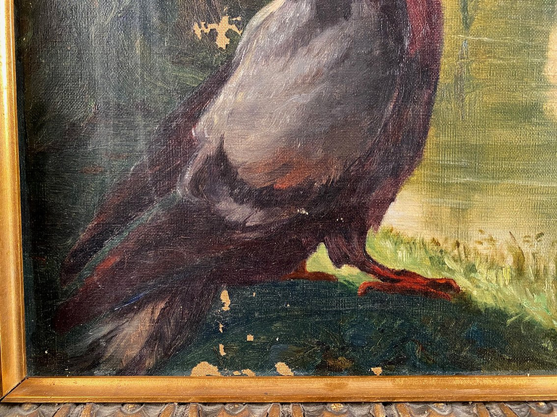 « Oiseaux s’abreuvant au bassin d’un jardin », école française vers 1900-photo-5